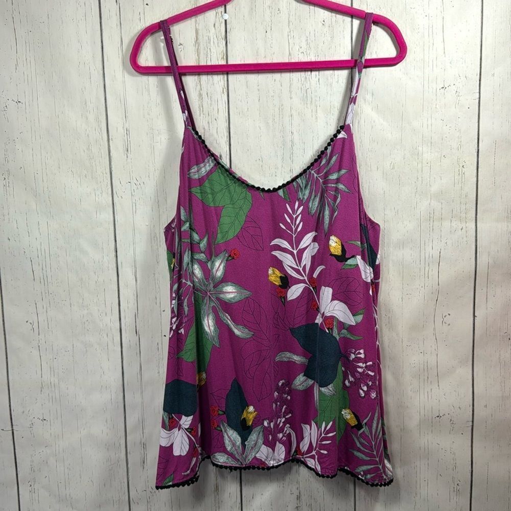 Soma Womens Super Soft Cool Nights Pom Pom Trim Lightweight Pajama Tank Tops